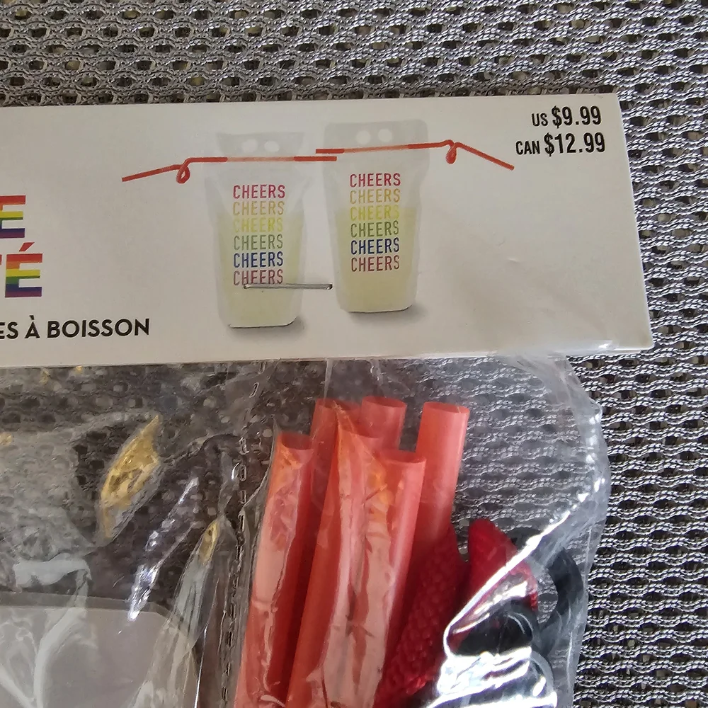 Multicolor 'Cheers' Party Pouches with Red Lanyards